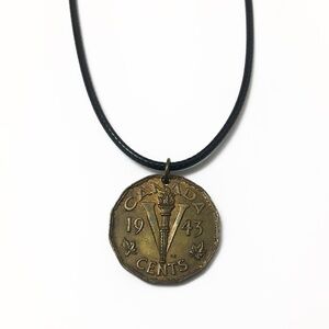 Authentic 1943 “Victory” Coin Necklace—Canadian 5-Cent Coin